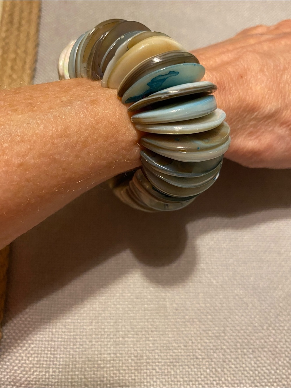 Vintage Abalone Bracelet- Shades of blue